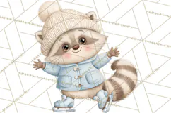 Winter Skating World Animals PNG Product Image 4