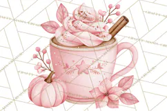 Pink Autumn Cottage Clipart PNG Product Image 5