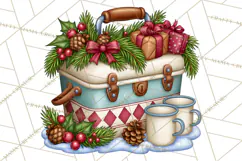 Christmas Camper Clipart PNG Vintage Holiday Camping Product Image 5