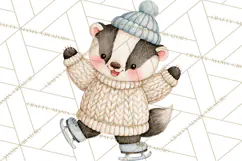 Winter Skating World Animals PNG Product Image 4