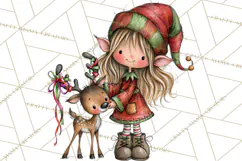 Sweet Little Christmas Elves PNG, Cute Holiday Elf Clip Art Product Image 5