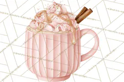 Pink Autumn Cottage Clipart PNG Product Image 4