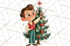 Atomic Age Christmas Clipart PNG, Retro 1950's Winter Decor Product Image 4