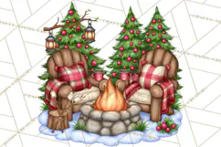 Christmas Camper Clipart PNG Vintage Holiday Camping Product Image 2