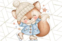 Winter Skating World Animals PNG Product Image 3