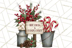 Vintage Red Truck Christmas Evergreens PNG Clipart Product Image 4