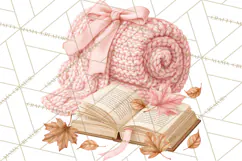 Pink Autumn Cottage Clipart PNG Product Image 4