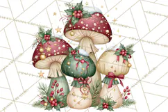 Christmas Mushroom Clipart PNG Product Image 4