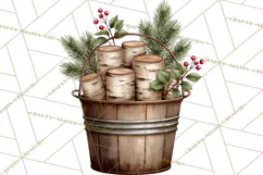 Vintage Red Truck Christmas Evergreens PNG Clipart Product Image 5