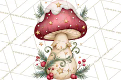 Christmas Mushroom Clipart PNG Product Image 2