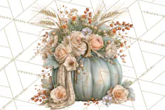 Vintage Floral Pumpkin Clipart PNG, Fall Halloween Product Image 2
