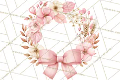 Pink Autumn Cottage Clipart PNG Product Image 2