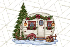 Christmas Camper Clipart PNG Vintage Holiday Camping Product Image 5