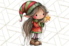 Sweet Little Christmas Elves PNG, Cute Holiday Elf Clip Art Product Image 3