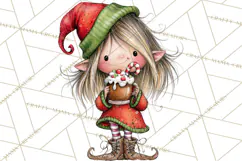 Sweet Little Christmas Elves PNG, Cute Holiday Elf Clip Art Product Image 4