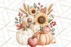 Fall Harvest Florals Clipart PNG, Autumn Floral Designs Product Image 5