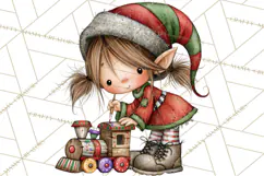 Sweet Little Christmas Elves PNG, Cute Holiday Elf Clip Art Product Image 5