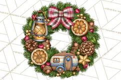 Christmas Camper Clipart PNG Vintage Holiday Camping Product Image 2