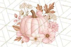 Pink Autumn Cottage Clipart PNG Product Image 3