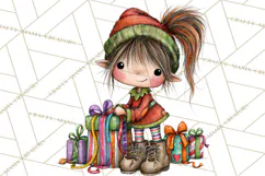 Sweet Little Christmas Elves PNG, Cute Holiday Elf Clip Art Product Image 3