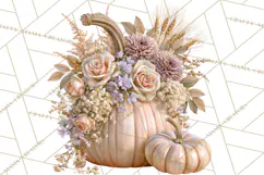 Vintage Floral Pumpkin Clipart PNG, Fall Halloween Product Image 3