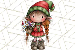 Sweet Little Christmas Elves PNG, Cute Holiday Elf Clip Art Product Image 4