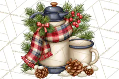 Christmas Camper Clipart PNG Vintage Holiday Camping Product Image 3