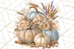 Vintage Floral Pumpkin Clipart PNG, Fall Halloween Product Image 2
