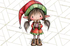 Sweet Little Christmas Elves PNG, Cute Holiday Elf Clip Art Product Image 4