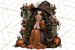 Cozy Cottage Witch PNG, Halloween Clipart Product Image 5