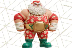 Christmas Wrestling Clipart PNG, Santa Wrestlers Product Image 5