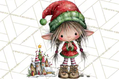 Sweet Little Christmas Elves PNG, Cute Holiday Elf Clip Art Product Image 5