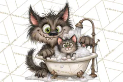 Monster Pet Groomers Halloween Clipart PNG Product Image 2