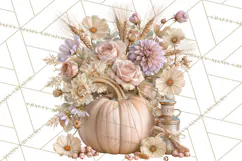 Vintage Floral Pumpkin Clipart PNG, Fall Halloween Product Image 2