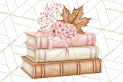 Pink Autumn Cottage Clipart PNG Product Image 3