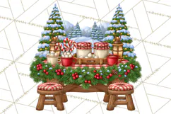 Christmas Camper Clipart PNG Vintage Holiday Camping Product Image 3