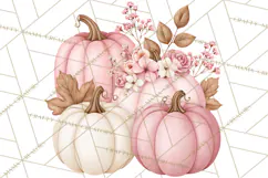 Pink Autumn Cottage Clipart PNG Product Image 5