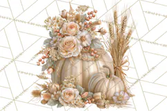 Vintage Floral Pumpkin Clipart PNG, Fall Halloween Product Image 2