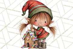 Sweet Little Christmas Elves PNG, Cute Holiday Elf Clip Art Product Image 3