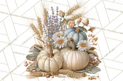 Vintage Floral Pumpkin Clipart PNG, Fall Halloween Product Image 3