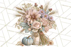 Vintage Floral Pumpkin Clipart PNG, Fall Halloween Product Image 4