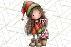 Sweet Little Christmas Elves PNG, Cute Holiday Elf Clip Art Product Image 4