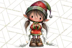 Sweet Little Christmas Elves PNG, Cute Holiday Elf Clip Art Product Image 5
