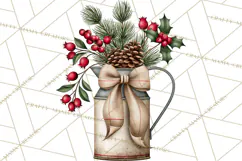 Vintage Red Truck Christmas Evergreens PNG Clipart Product Image 2