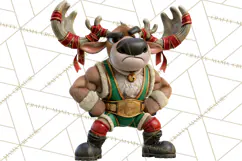 Christmas Wrestling Clipart PNG, Santa Wrestlers Product Image 2