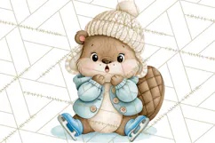 Winter Skating World Animals PNG Product Image 2