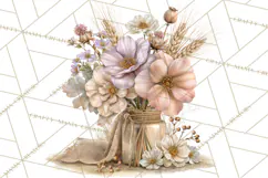 Vintage Floral Pumpkin Clipart PNG, Fall Halloween Product Image 2