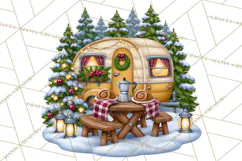 Christmas Camper Clipart PNG Vintage Holiday Camping Product Image 2