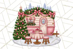 Christmas Camper Clipart PNG Vintage Holiday Camping Product Image 2