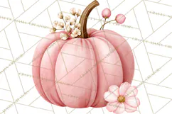 Pink Autumn Cottage Clipart PNG Product Image 4